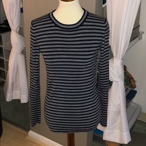 J Crew Navy and Grey Striped Sweater